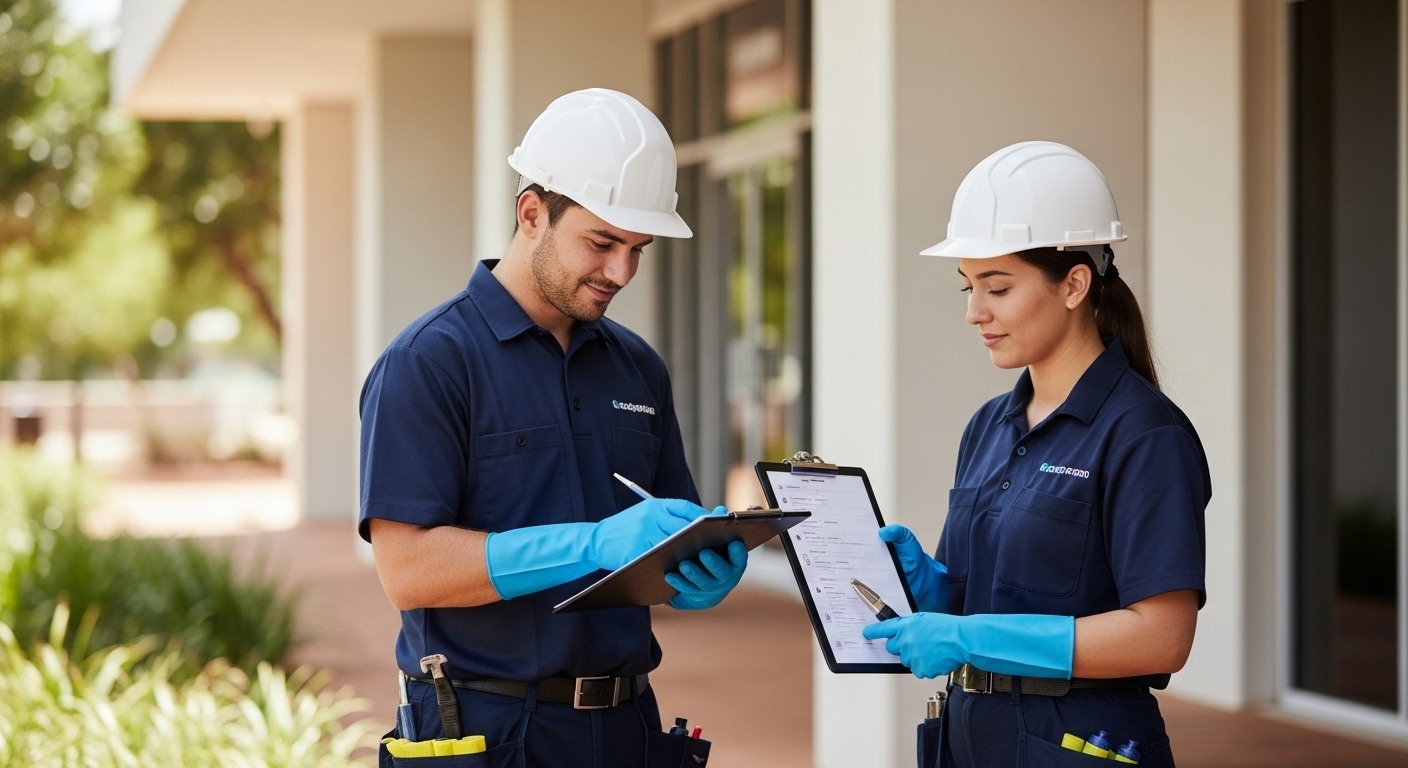 Cleaning team working on site in Darwin
