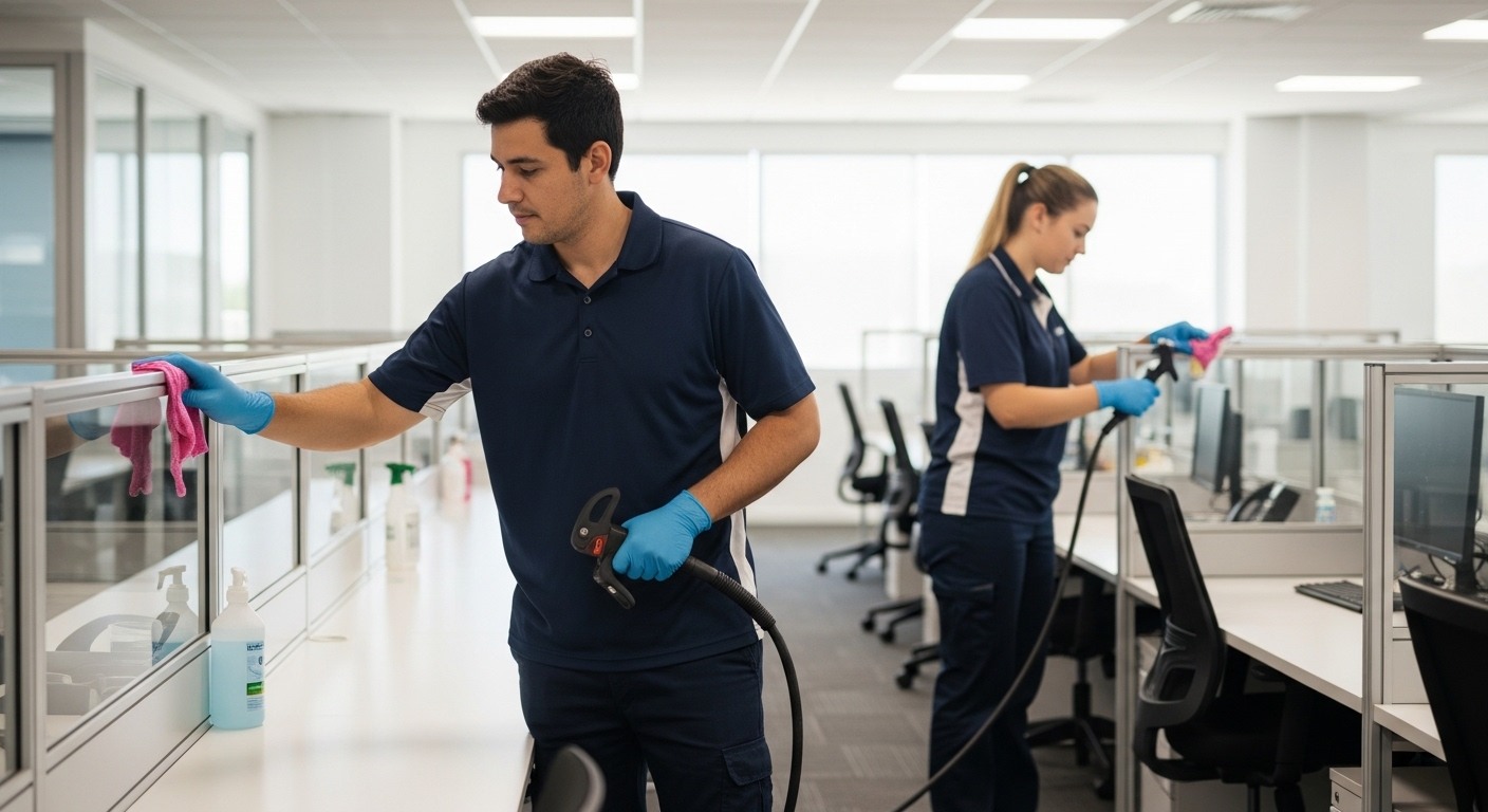 Commercial office cleaning setup for a Darwin workplace